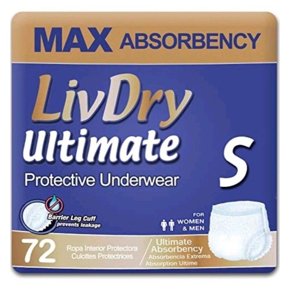 LivDry Adult Incontinence Underwear Small Extra Absorbency 72 Sealed